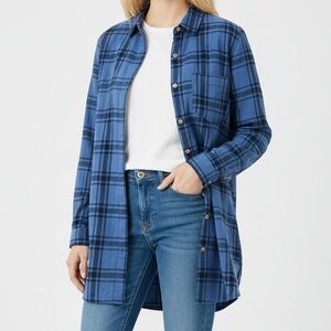 Abercrombie & Fitch Blue Plaid Flannel Button Down Shirt Dress
